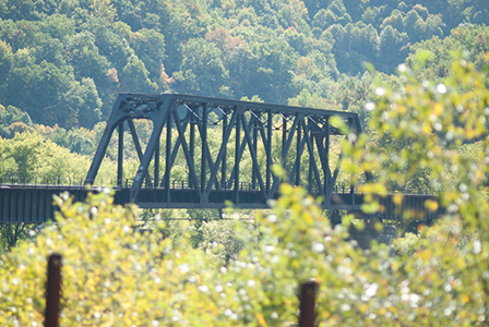 The New Gaulley train bridge on a summer day.